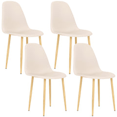 HOMCOM Modern Dining Chairs Set of 4, Kitchen Chairs with Backrest and Steel Legs for Dining Room, Living Room, Khaki