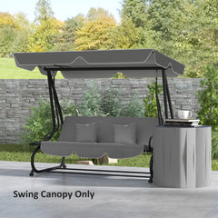 Outsunny Garden Swing Canopy Replacement 3 Seater, Waterproof Garden Swing Seat Canopy Cover, Windproof Anti-UV Sun Shade (Canopy Only) for Patio, Balcony, Dark Grey