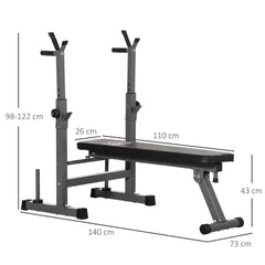 HOMCOM Adjustable Weight Bench, Foldable Bench, with Barbell Rack, Grey