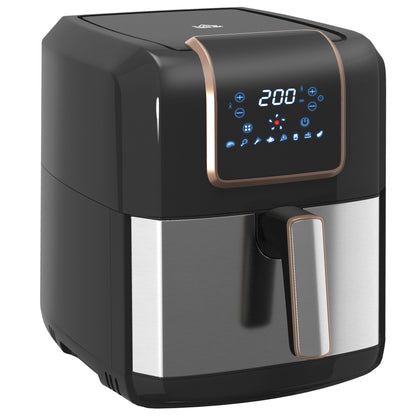 HOMCOM 6.5L Single Basket Air Fryer, 80-200√Ç¬∞C Temperature, Black and Gold Tone