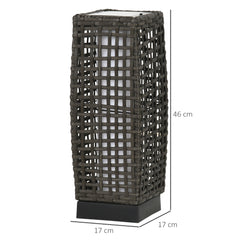 Outsunny Outdoor Rattan Solar Lantern, Brushed PE Wicker Patio Garden Lantern wtih Auto On/Off Solar Powered LED Lights for Indoor & Outdoor Use, Porch, Yard, Lawn, Courtyard, Grey