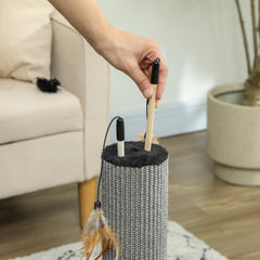 PawHut 78cm 2-in-1 Cat Scratching Post with 3 Toy Feathers, Black