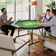 SPORTNOW 8 Player Folding Poker Table, Portable Octagon Blackjack Table with Cup Holders with Cup Holders, Padded Edge, Green