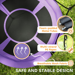 AIYAPLAY 100cm Diameter Nest Swing Seat for Kids with Height Adjustable Hanging Ropes for Outdoor, Playground, Garden, Purple