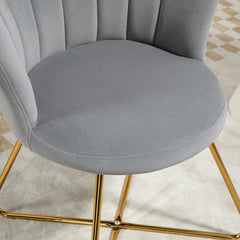 HOMCOM Velvet-Feel Lotus Petal Accent Chair - Grey