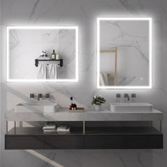 HOMCOM 90 x 70cm LED Bathroom Mirror with Lights, Dimmable Makeup Mirror, Vanity Mirror with 3 Colour, Smart Touch, Anti-Fog