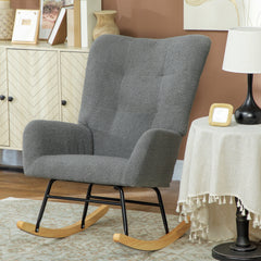 HOMCOM Teddy Fleece Rocking Chair - Grey