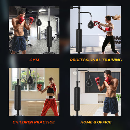 HOMCOM 4-in-1 Boxing Punching Bag, Freestanding with 2 Speed Bals, 360√Ç¬∞ Reflex Bar, 160-230cm Adjustable Height, Black