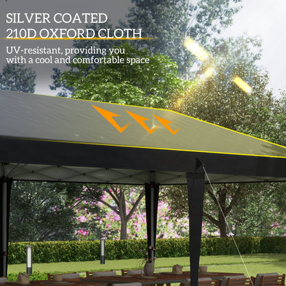 Outsunny Pop Up Gazebo, Double Roof Foldable Canopy Tent, Height Adjustable Wedding Awning Canopy w/ Carrying Bag, 6 m x 3 m x 2.65 m, Black