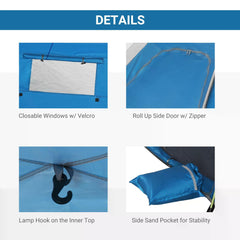 Outsunny Beach Tent for 1-2 Person Pop-up Design with 2 Mesh Windows & 2 Doors Sky Blue