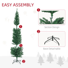 HOMCOM 6' Artificial Prelit Christmas Trees Holiday D√É¬©cor with Colourful LED Lights, Pencil Shape, Steel Base