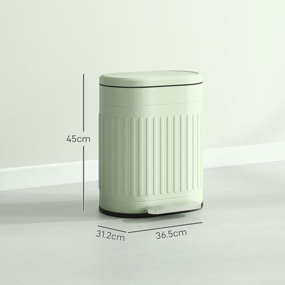 HOMCOM 20L Metal Kitchen Bin, with Soft-Close Lid - Light Green