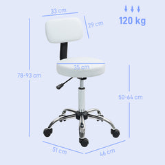 HOMCOM 360√Ç¬∞ Swivel Seat Salon Stool - White