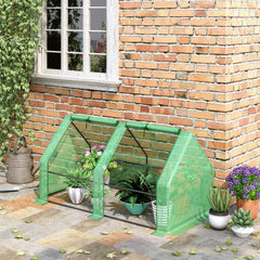 Outsunny Mini Small Greenhouse with Steel Frame & PE Cover & Zippered Window Poly tunnel Steeple for Plants Vegetables, 180 x 90 x 90 cm, Green