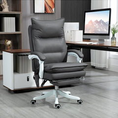 Vinsetto Vibration Massage Office Chair with Heat, Ergonomic Computer Desk Chairs, Faux Leather Desk Chair with Footrest, Armrest and Reclining Backrest, Charcoal Grey