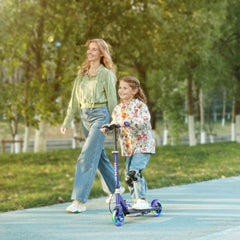 AIYAPLAY Scooter for Kids Ages 3-8 with Adjustable Handle, 2 Light up Wheels, Handbrake & Rear Brake for Girls and Boys, Blue