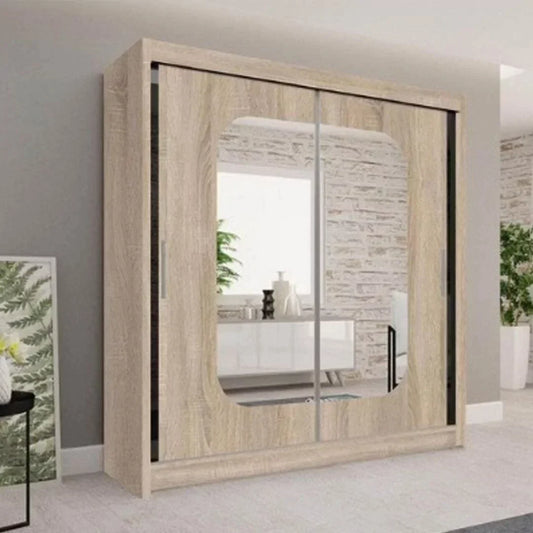 Danequa 2 door mirrored sliding wardrobe-black white-grey-Oak-4 Sizes