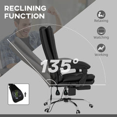 Vinsetto High Back Vibration Massage Office Chair, Heated Reclining PU Leather Computer Chair with 135√Ç¬∞ Reclining Back and Footrest, Black