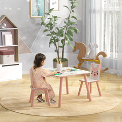 ZONEKIZ Kids and Table Chairs, Children’s Desk with Two Chairs, مجموعة أثاث للأطفال الصغار، للأعمار من 3 إلى 6 سنوات - وردي