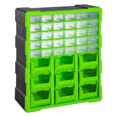 DURHAND Plastic 39 Drawer Parts Organiser Wall Mount Storage Cabinet Garage Small Nuts Bolts Tool Clear