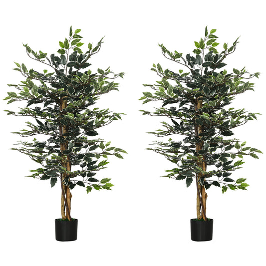 HOMCOM Set of Two Artificial Ficus Trees