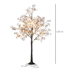 HOMCOM 4ft Artificial Gypsophila Blossom Tree Light with 72 Warm White LED Light, Baby Breath Flowers for Home Party Wedding, Indoor and Outdoor Use