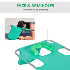 Outsunny Foldable Sun Lounger with Reading Hole - Green