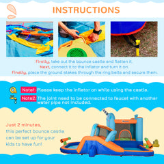 Outsunny Kids Inflatable Bouncy Castle, Narwhal Style Bouncy House, with Inflator, Carry