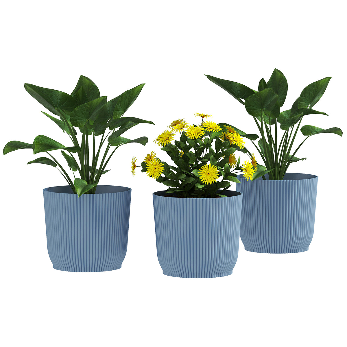 Outsunny Set of Three √ê¬§22cm Planters - Blue