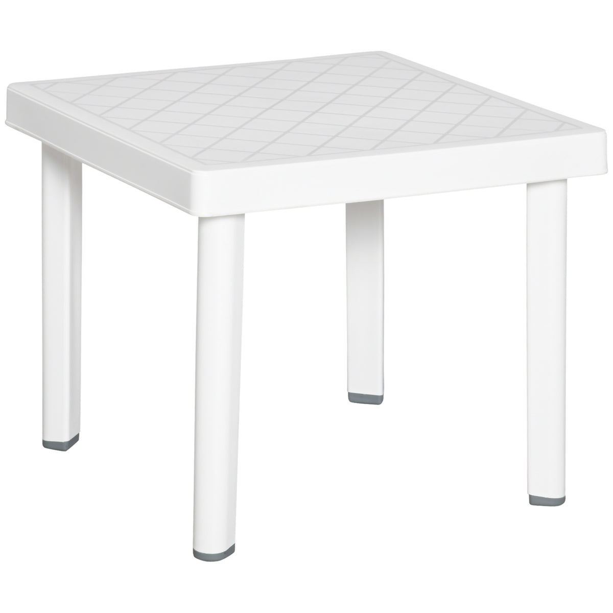 Outsunny Garden Side Table Plastic Outdoor Square Coffee End Table for Drink Snack, White