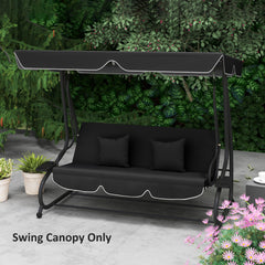 Outsunny Garden Swing Canopy Replacement 3 Seater, Waterproof Garden Swing Seat Canopy Cover, Windproof Anti-UV Sun Shade (Canopy Only) for Patio, Balcony, Black