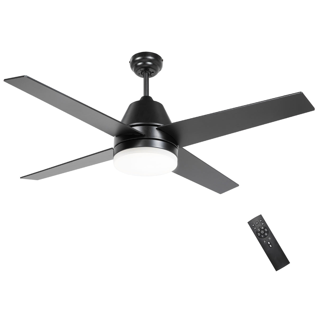 HOMCOM Ceiling Fan with LED Light, Flush Mount Ceiling Fan Lights with Reversible Blades, Remote, Black and Walnut Brown