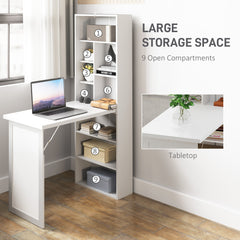 HOMCOM Three-Part Work Desk, with Storage and Writing Board - White