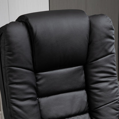 HOMCOM Recliner Chair With footstool, Recliner Armchair up to 130kg Weight Capacity, 135√Ç¬∞ Reclining Swivel Sofa Chair, PU Leather Ergonomic Couch Bed with Swivel Wood Base for Living Room, Black