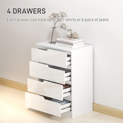 HOMCOM Chest of Four High Gloss Front Drawers - White