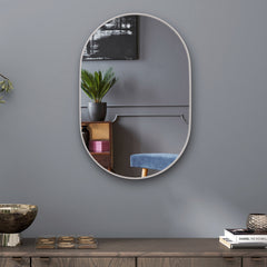 HOMCOM 60cm Aluminium Frame Round Bathroom Mirror - Silver Tone