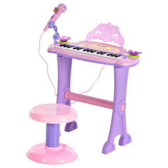 HOMCOM 32 Keys Kids Mini Electronic Keyboard Musical Instrument Educational Game Toy Children Grand Piano Stool Micropho