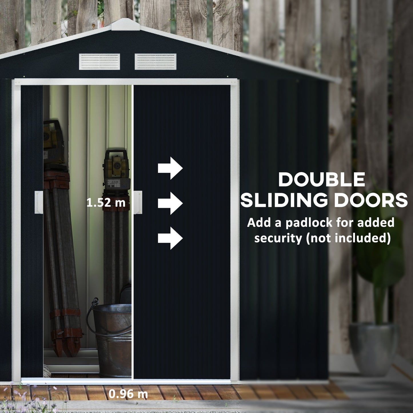 Outsunny 7 x 4ft Weatherproof Shed, Outdoor Bike Storage Shed with Ventilation Slots, Foundation Kit and Lockable Double Doors, Dark Grey