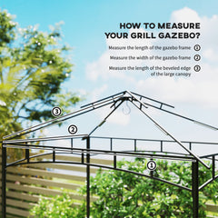 Outsunny Grill Gazebo Replacement Canopy Roof for 1.5 x 2.4m Frame, UPF50+ Protection, Double Tiered 5' x 8' Outdoor BBQ Gazebo Cover Replacement, TOP COVER ONLY, Dark Grey