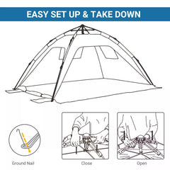 Outsunny Beach Tent for 1-2 Person Pop-up Design with 2 Mesh Windows & 2 Doors Sky Blue