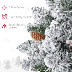 HOMCOM 60" Snowy Pine Cone and Berry Christmas Wreath, with LED Lights