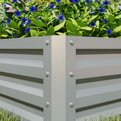 Outsunny Set of Two 60 x 60cm Steel Planter Boxes - Light Grey