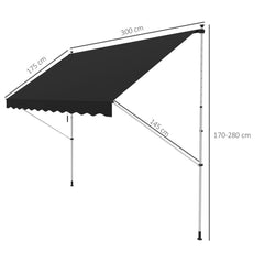 Outsunny 3x1.5m Adjustable Outdoor Aluminium Frame Awning Black