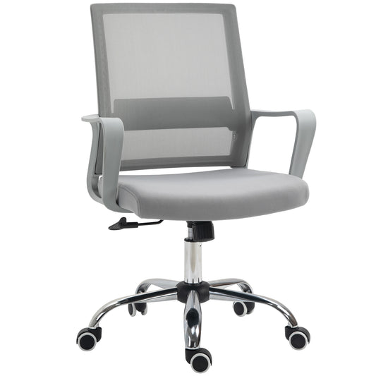 Vinsetto Ergonomic Desk Chair Mesh Office Chair with Adjustable Height Armrest and 360√Ç¬∞ Swivel Castor Wheels Grey