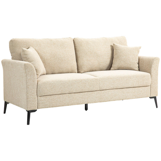 HOMCOM Three-Seater Linen-Look Sofa - Beige