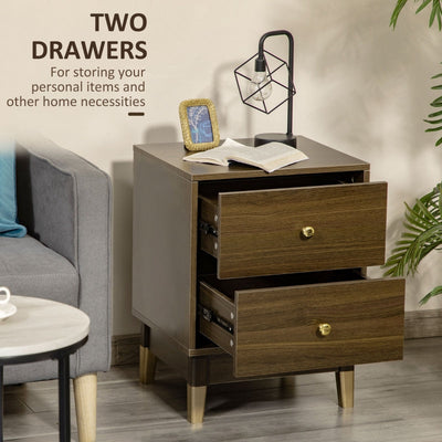 Two-Drawer Bedside Table, With Gold-Tone Accents