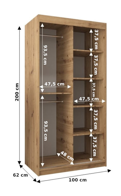 Roma I Sliding Door Wardrobe 100cm