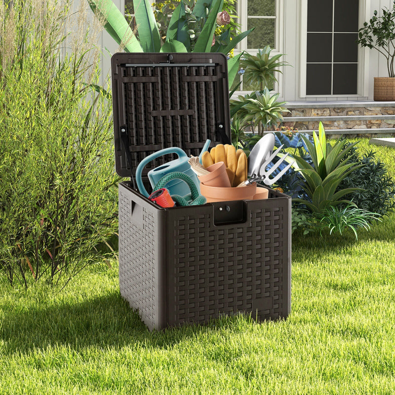 106L All Weather Patio Deck Box with Lockable Lid-Brown