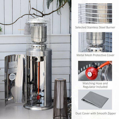 10KW Outdoor Gas Patio Heater Standing Propane W/ Wheels Dust Cover