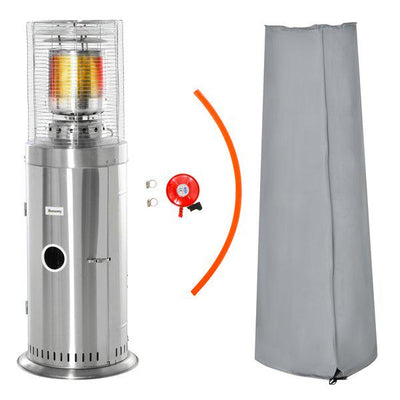 10KW Outdoor Gas Patio Heater Standing Propane W/ Wheels Dust Cover